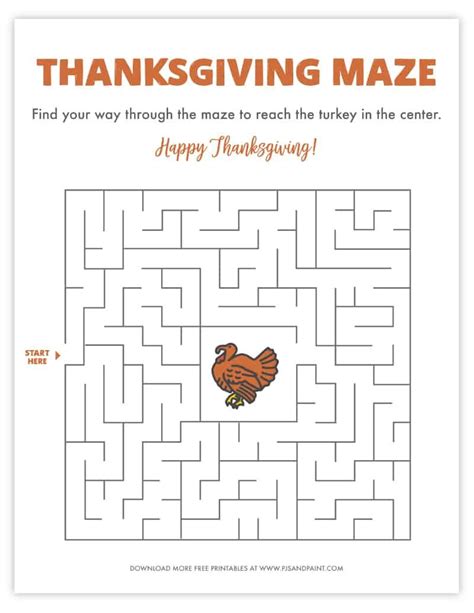 printable thanksgiving maze thanksgiving games  activities