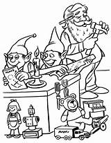 Santa Coloring Christmas Pages Kids Elves Elf Colouring Workshop Sheets Printable sketch template