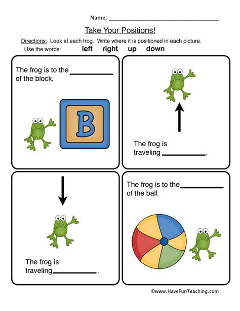 position worksheets  kinder  printable kindergarten worksheets
