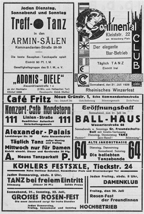 German Newspaper Advertisements For Pubs Restaurants And Ball Rooms