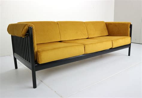 mid century modern sofa  yellow velvet  johannes andersen denmark