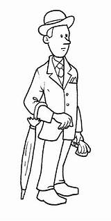 Coloring Pages British His Hat Bowler Umbrella Gentleman English Man Para Colorear sketch template