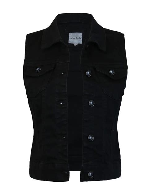 olivia womens sleeveless button  jean denim jacket vest black  walmartcom