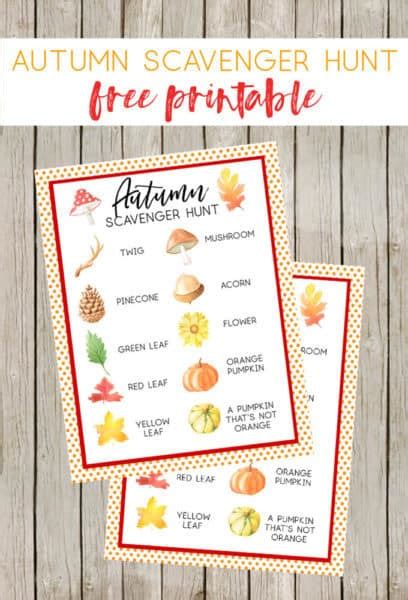 fall scavenger hunt  kids  autumn scavenger hunt printable