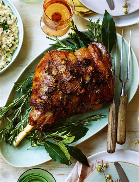 roast leg of lamb with garlic and rosemary recipe sainsbury`s magazine