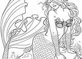 Mermaid Coloring Pages Swimming Real Adults Intricate Drawing Getdrawings Realistic sketch template