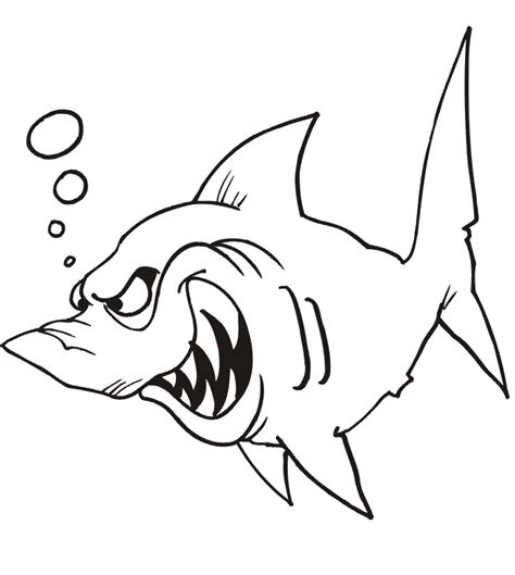 shark coloring page shark ready  attack