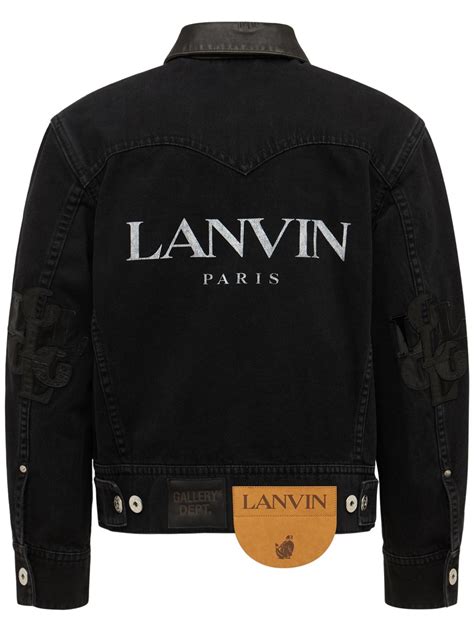gallery dept  lanvin classic denim jacket  leather details black luisaviaroma