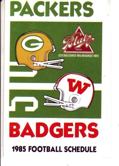 1985 Green Bay Packers Badgers Dual Football Schedule