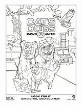 Coloring Cats Dogs Paws Unite sketch template