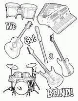 Coloring Music Printable Pages Musical Instruments Guitar Band Rock Themed Notes Instrument Print Color Violin Preschoolers Sheet Preschool Clipart Getcolorings sketch template