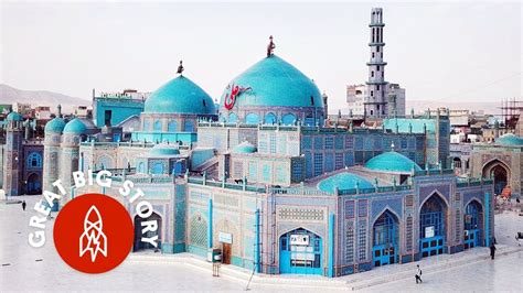afghanistans blue mosque  surrounded  white doves youtube