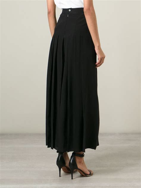 lyst givenchy long pleated skirt in black