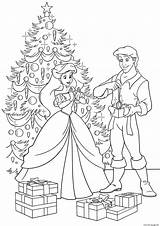 Christmas Princess Coloring Disney Pages Gifts Printable Print Color sketch template