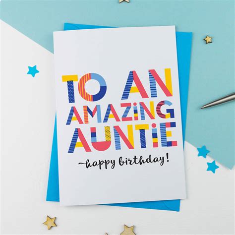amazing aunt aunty auntie personalised card by a is for alphabet