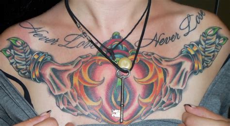 beautiful heart chest piece tattoo designs  women girls chest