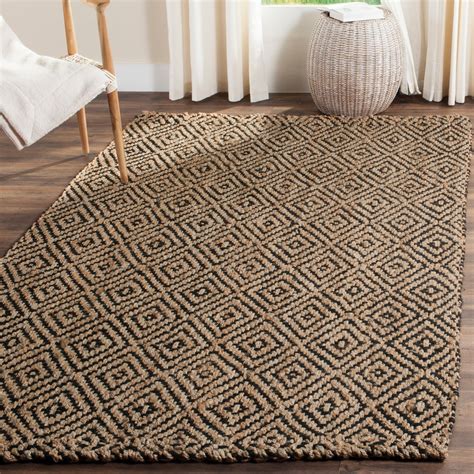 shop safavieh casual natural fiber hand woven natural black jute rug     sale
