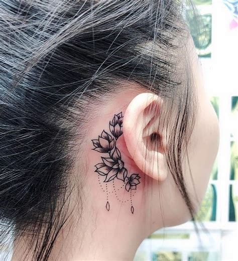 behid ear tattoo designs  women  ear tattoos