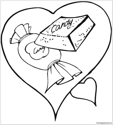 sweet chocolate candy   heart coloring page  printable