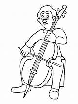 Cello Coloring Pages Drawing Playing Man Getdrawings Outline sketch template