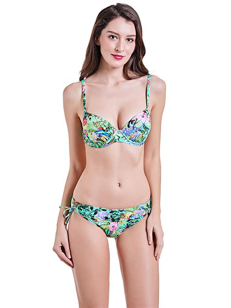 dodoing women s retro bikini swimsuit set bandeau bikini floral print