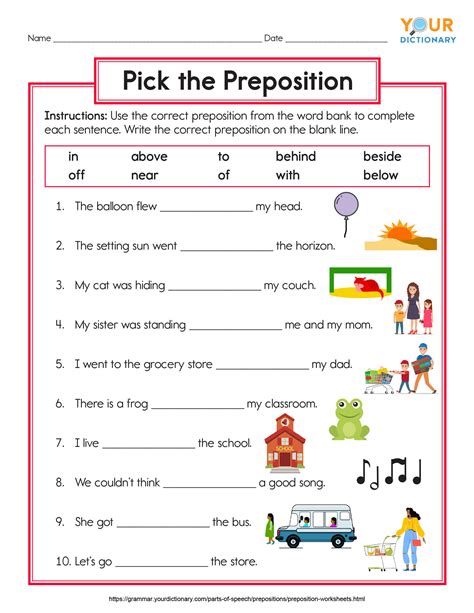 worksheets  prepositions  class  preschool kindergarten