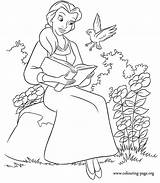Coloring Belle Beast Beauty Reading Book Colouring sketch template