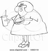 Woman Soda Carrying Outlined Hamburger Overweight Clipart Illustration Djart Royalty Food Vector Eating Fat Fast sketch template