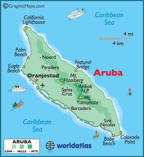 map   island  arubaa    capital  major cities