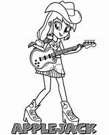 Coloring Applejack Equestria Pony Girls Little Cowgirl Printable Print sketch template