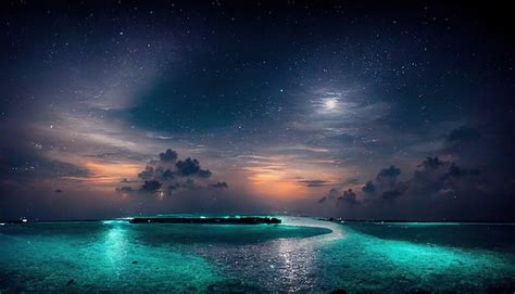 premium photo night beaches   maldives  incredibly beautiful