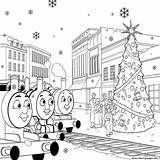 Thomas Coloring Train Christmas Pages Printable Kids Friends Engine Tank James Sheets Children Color Percy Print Cartoon Holiday Book Frozen sketch template