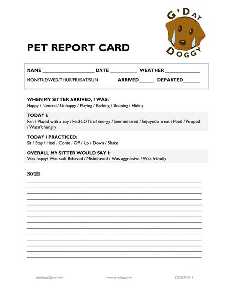 pet report card petcareservices dog daycare business dog sitting