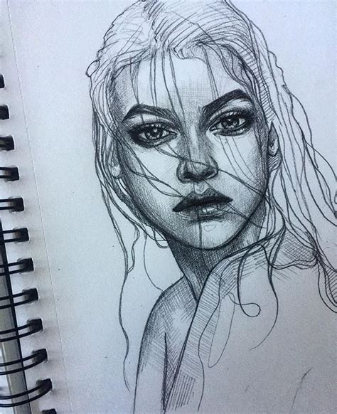 barbara palvin pencil sketch graphite drawing cross hatching aesthetic girl beauty hair eyes