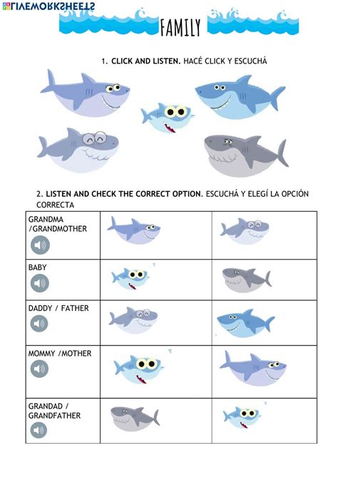 baby shark interactive worksheet