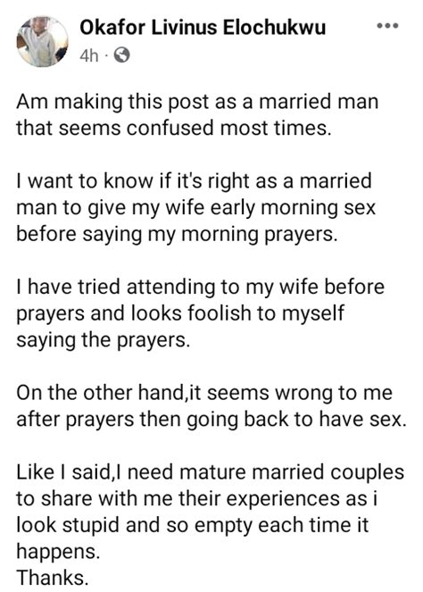 I Want To Know If It S Right To Give My Wife Early Morning Sex Before
