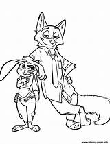 Coloring Judy Zootopia Hopps Nick Wilde Pages Printable Print sketch template