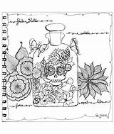 Coloring Pages Zentangle Flowers Adults Adult Vegetation Color Print Printable Kids Frida Khalo Hommage Exclusive Work Original Cathy Owl Children sketch template