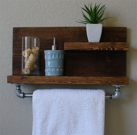 modern rustic  tier bathroom shelf   satin nickel