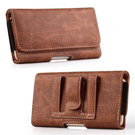 brown leather belt clip holster pouch horizontal phone holder luxmo ebay