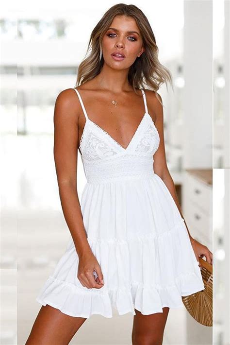Lace Casual Summer Dress Backless Mini Dress Summer Dresses For