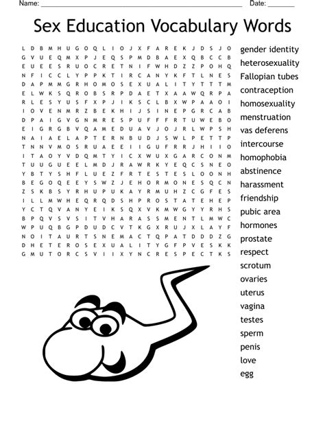 Sexual Education Word Search Wordmint