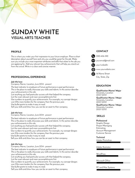 resume template cv template cv design rainbow  resume