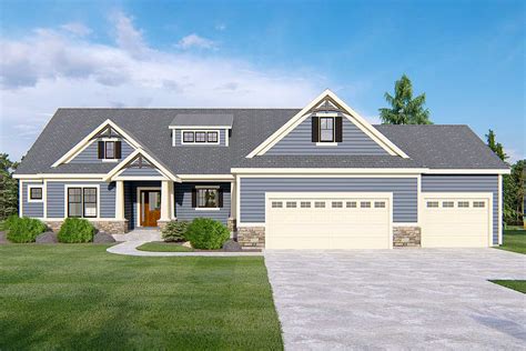 craftsman ranch home plan  optional  level  architectural designs house
