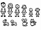 Stick Family Figure Clipart Stickers Familia Car Figures Decal Silhouette Sticker Dad Baby Mom Drawing Vector Brother Decals Famiglia Girls sketch template