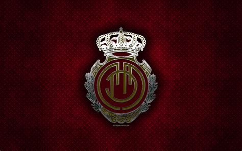 rcd mallorca spanish football club red metal texture emblem  wallpaper teahubio
