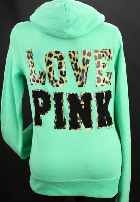 Victoria S Secret Love Pink Leopard Zip Hoodie Sweatshirt Ebay