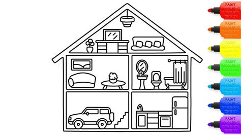 draw   house  kids  house coloring page
