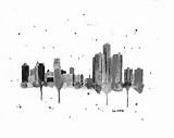 Skyline Detroit Drawing Michigan Paintingvalley sketch template