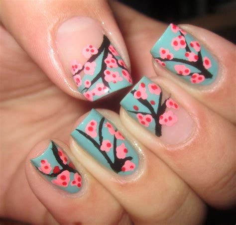 cherry blossoms flower nails floral nails nails